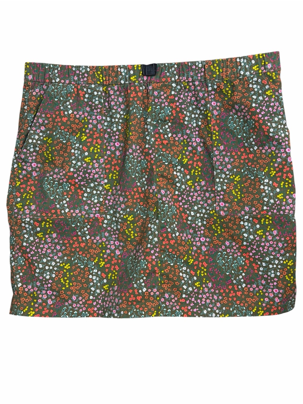 Lands End Floral Mini Skort in Olive with Multicolor Ditsy Print EC. Size 16